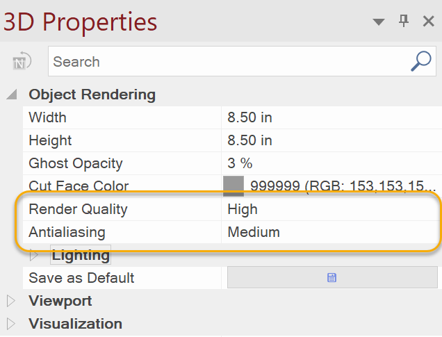 Setting the 3D Model Object Properties