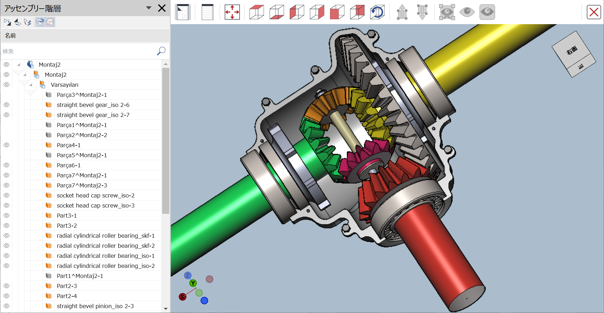 3Dビューアー画面の左側にドッキングされたアセンブリーツリーパネル 3Dビューアー画面の左側にドッキングされたアセンブリーツリーパネル