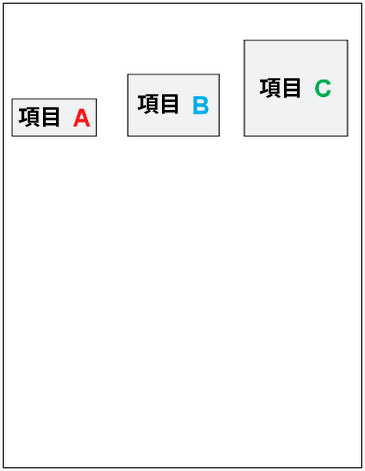 アイテムAを使用したオブジェクトの下揃え