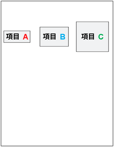 アイテムAを使用したオブジェクトの垂直方向の位置合わせ