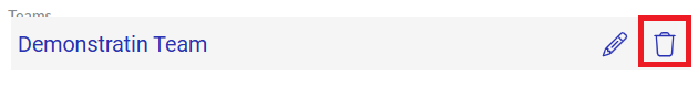Delete Team Field Button for the Sample Team