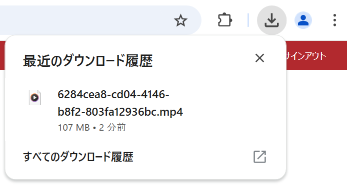 ダウンロードブラウザドロップダウンリストでダウンロードしたビデオファイル