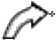a white narrow curved arrow with a black border and pointing from the bottom to the right