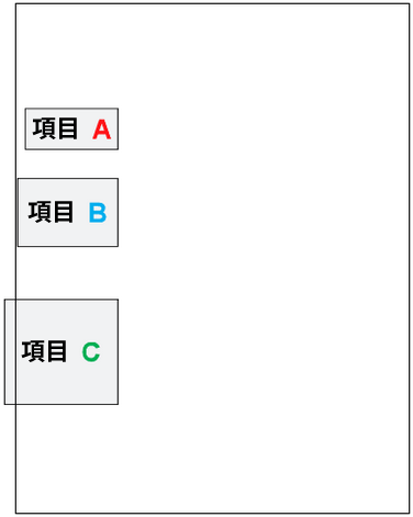 アイテムAを使用したオブジェクトの右揃え