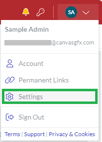 Settings User Menu Button