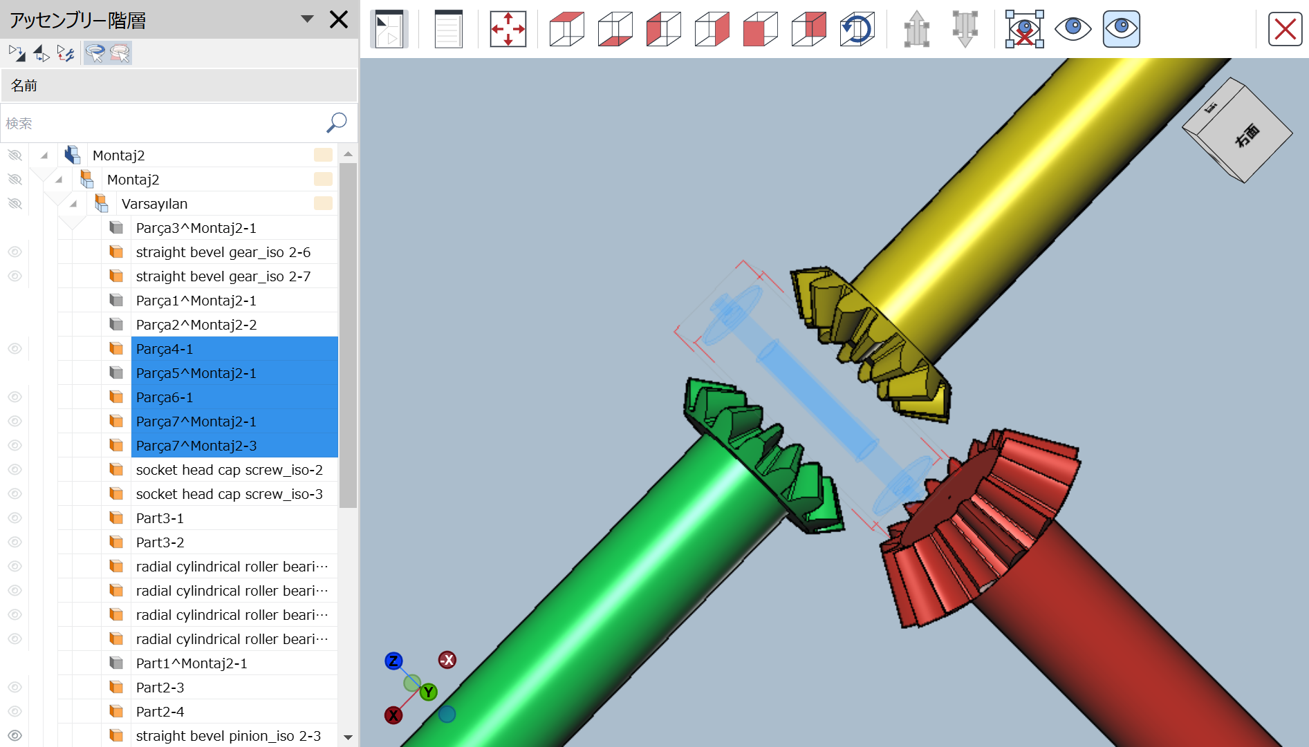 Envision Viewerの全画面3Dビューアで選択された非表示パーツ