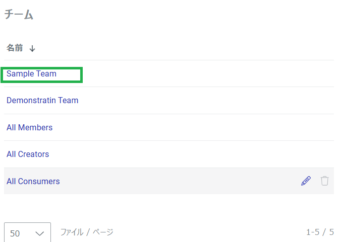 チームページのサンプルチームを更新